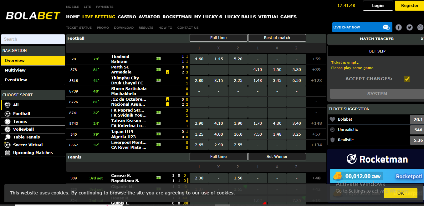 bolabet casino interface